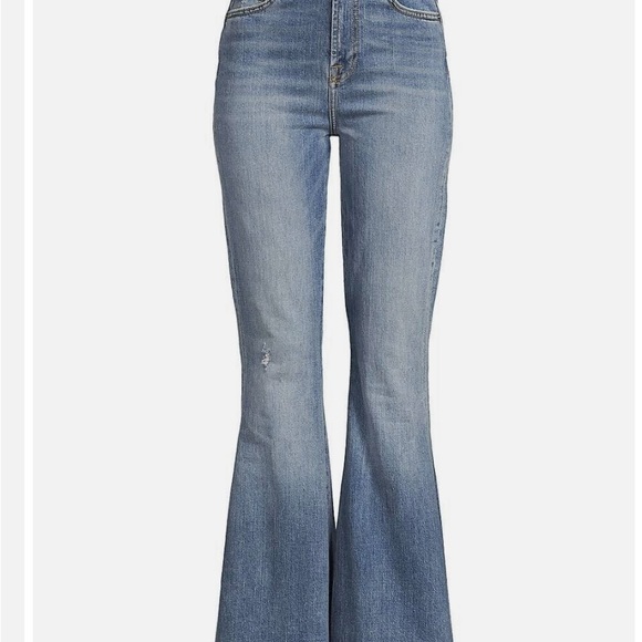 7 For All Mankind BEAUTY DENIM MEGA FLARE IN MARIBEL High-rise Blue Jeans 26 - Picture 6 of 10